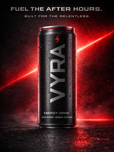 energy drink, energy beverage, caffeinated drink, sports drink, performance drink, zero sugar drink, caffeine drink, brand awareness, product launch, minimalist, energetic, bold, red, black